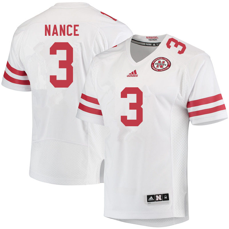 Men #3 Jamie Nance Nebraska Cornhuskers College Football Jerseys Sale-White
